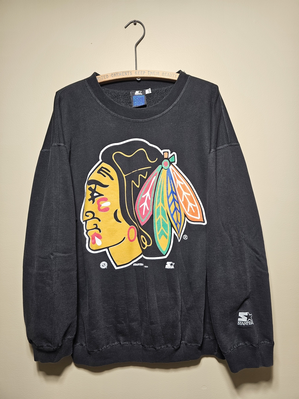 STARTER Chicago Blackhawks Crewneck Sweater Nhl Hockey XL